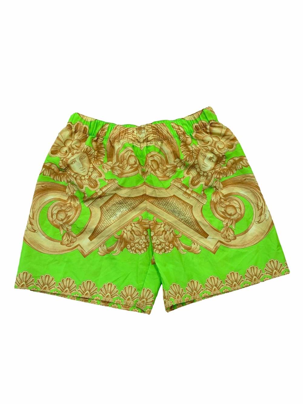 Versace Boys Size 10 Years Barocco Shorts in Lime Gold Medusa Designer